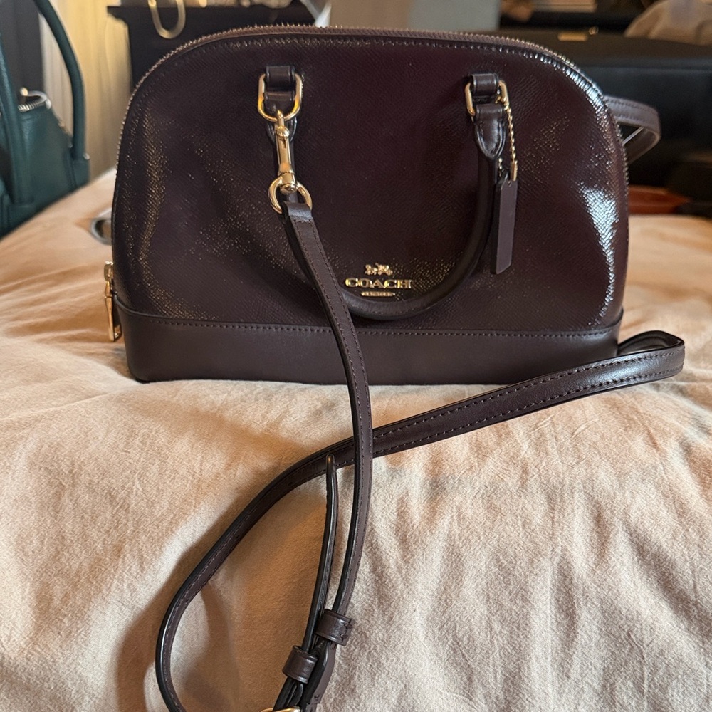 Coach Glossy Dark Brown Crossbody Bag
